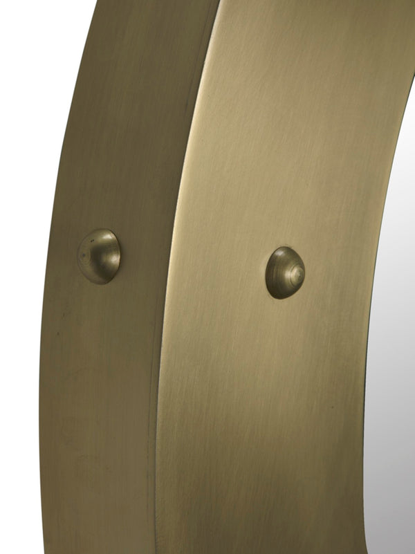 Noir Clay Mirror - Handcrafted Round Iron Frame with Sculptural Design for Modern Home Decor Style Antique Brass GMIR139MB-L