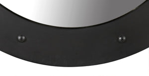 Noir Clay Mirror - Handcrafted Round Iron Frame with Sculptural Design for Modern Home Decor Style Matte Black GMIR139MTB-L