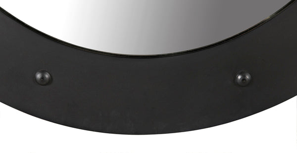 Noir Clay Mirror - Handcrafted Round Iron Frame with Sculptural Design for Modern Home Decor Style Matte Black GMIR139MTB-L