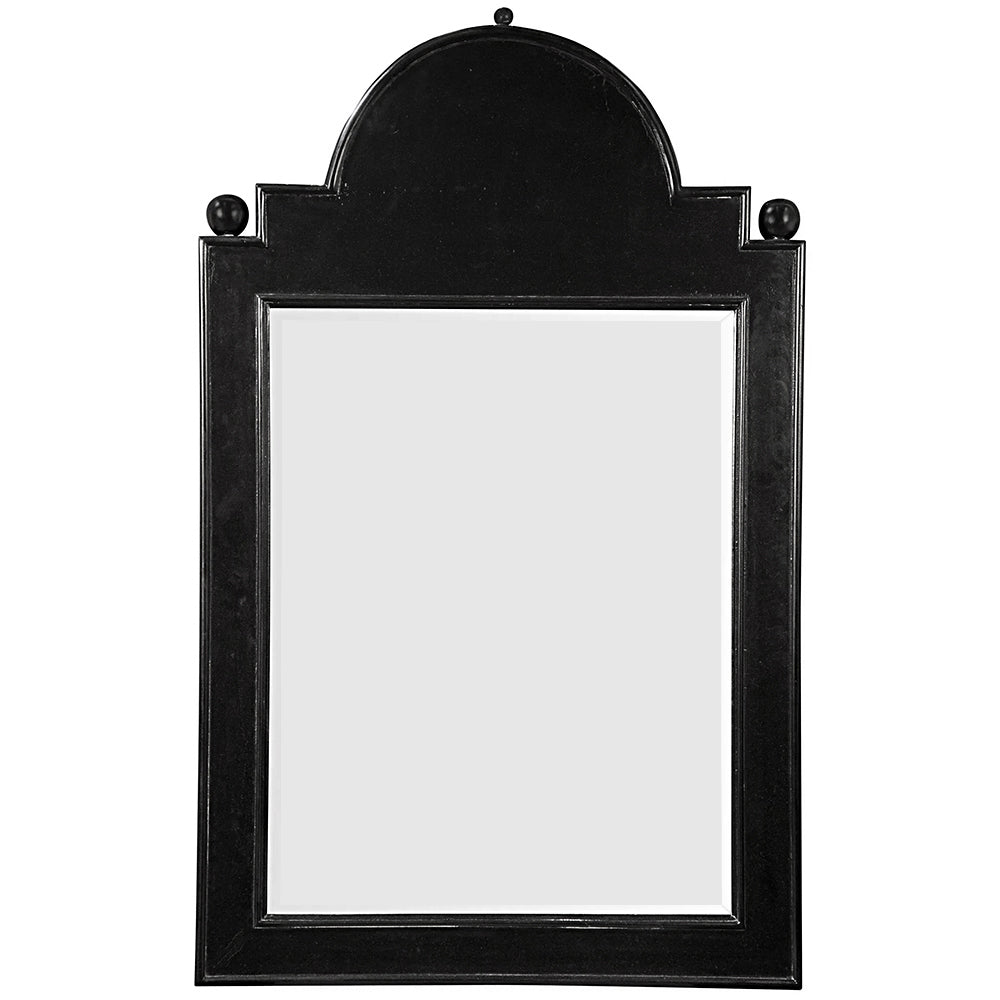Noir Jess Solid Mahogany Wall Mirror Hand Carved Artisan Frame in Antiqued Black Finish GMIR145HB