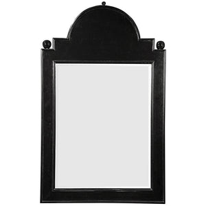 Noir Jess Solid Mahogany Wall Mirror Hand Carved Artisan Frame in Antiqued Black Finish GMIR145HB