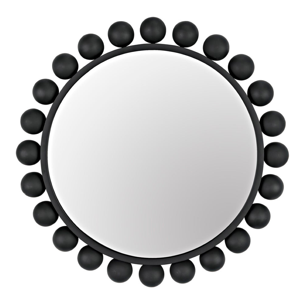 Noir Cooper Mirror - Handcrafted Round Wall Mirror in Matte Black Iron for Modern and Industrial Spaces GMIR147MTB