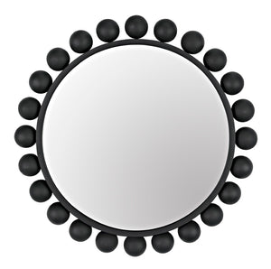 Noir Cooper Mirror - Handcrafted Round Wall Mirror in Matte Black Iron for Modern and Industrial Spaces GMIR147MTB