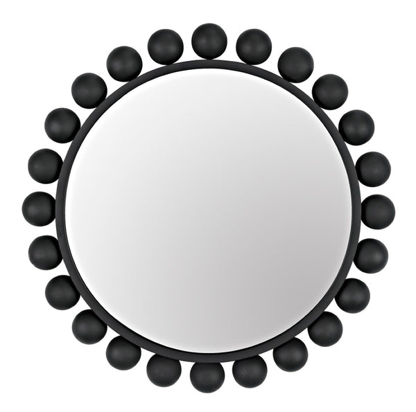 Noir Cooper Mirror - Handcrafted Round Wall Mirror in Matte Black Iron for Modern and Industrial Spaces GMIR147MTB