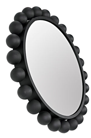 Noir Cooper Mirror - Handcrafted Round Wall Mirror in Matte Black Iron for Modern and Industrial Spaces GMIR147MTB
