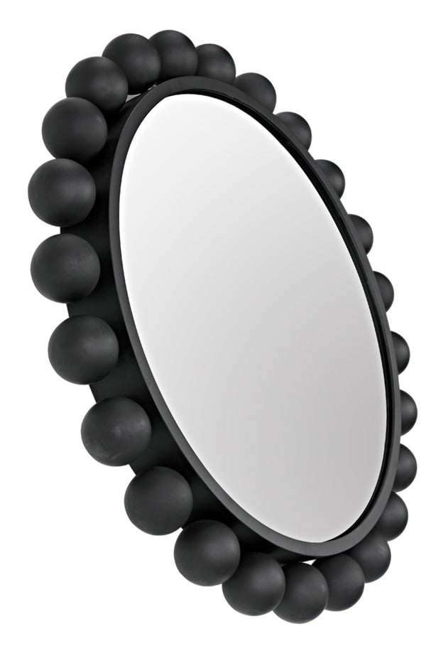 Noir Cooper Mirror - Handcrafted Round Wall Mirror in Matte Black Iron for Modern and Industrial Spaces GMIR147MTB
