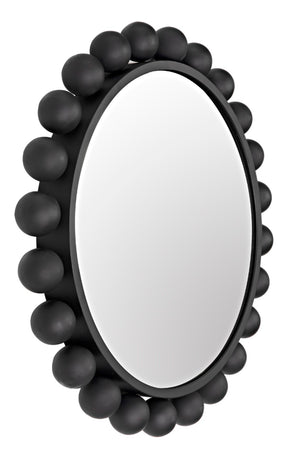 Noir Cooper Mirror - Handcrafted Round Wall Mirror in Matte Black Iron for Modern and Industrial Spaces GMIR147MTB