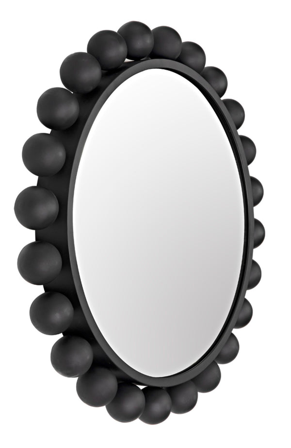 Noir Cooper Mirror - Handcrafted Round Wall Mirror in Matte Black Iron for Modern and Industrial Spaces GMIR147MTB