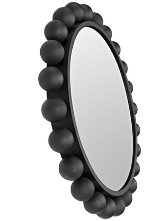 Noir Cooper Mirror - Handcrafted Round Wall Mirror in Matte Black Iron for Modern and Industrial Spaces GMIR147MTB
