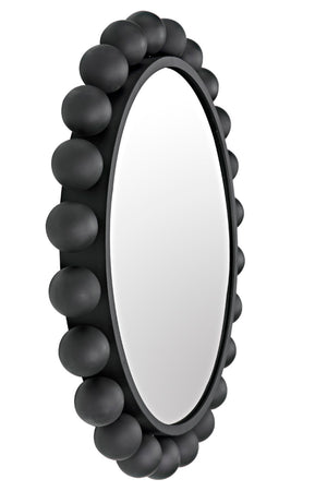 Noir Cooper Mirror - Handcrafted Round Wall Mirror in Matte Black Iron for Modern and Industrial Spaces GMIR147MTB