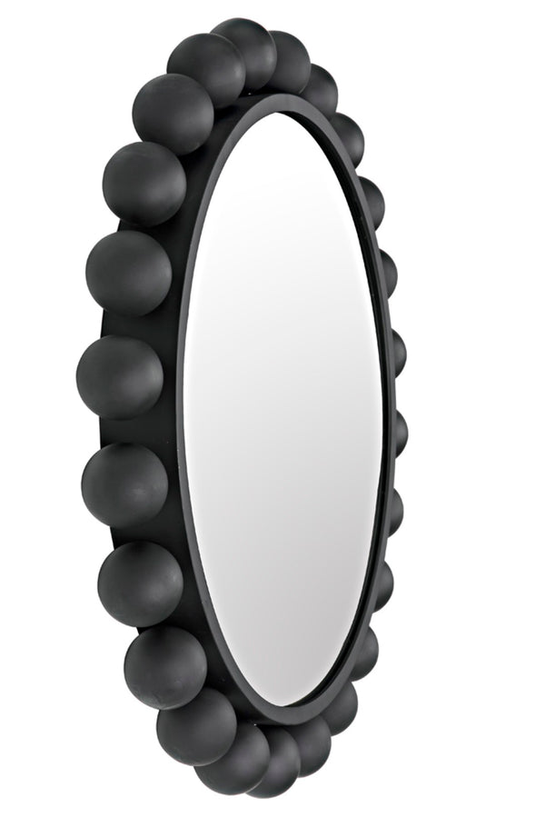 Noir Cooper Mirror - Handcrafted Round Wall Mirror in Matte Black Iron for Modern and Industrial Spaces GMIR147MTB