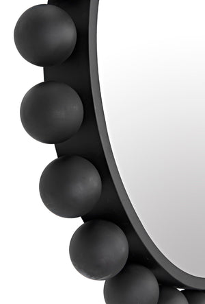 Noir Cooper Mirror - Handcrafted Round Wall Mirror in Matte Black Iron for Modern and Industrial Spaces GMIR147MTB