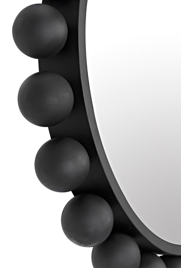 Noir Cooper Mirror - Handcrafted Round Wall Mirror in Matte Black Iron for Modern and Industrial Spaces GMIR147MTB