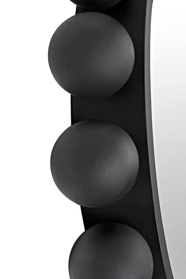 Noir Cooper Mirror - Handcrafted Round Wall Mirror in Matte Black Iron for Modern and Industrial Spaces GMIR147MTB