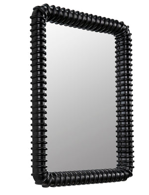 Noir Toshi Mirror - Urban Industrial Wall Decor with Hand-Carved Ribbing and Durable Mahogany Frame Hand Rubbed Black GMIR148HB