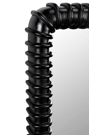 Noir Toshi Mirror - Urban Industrial Wall Decor with Hand-Carved Ribbing and Durable Mahogany Frame Hand Rubbed Black GMIR148HB