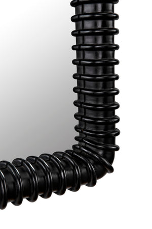 Noir Toshi Mirror - Urban Industrial Wall Decor with Hand-Carved Ribbing and Durable Mahogany Frame Hand Rubbed Black GMIR148HB