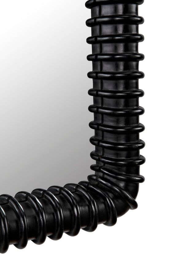 Noir Toshi Mirror - Urban Industrial Wall Decor with Hand-Carved Ribbing and Durable Mahogany Frame Hand Rubbed Black GMIR148HB