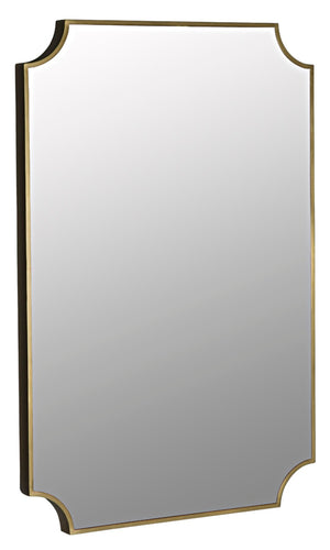 Noir Convexed Mirror - Handcrafted Antique Brass Finish, Elegant Iron Frame for Modern Decor 30x46 Inches GMIR157MB