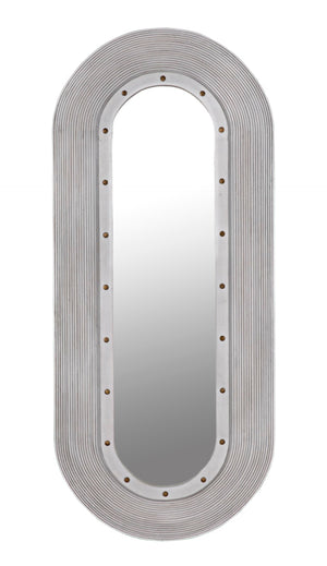 Noir Luna Mirror - Coastal Charm Full-Length Decorative Reflector with Hand-Carved Mahogany Frame GMIR171WH