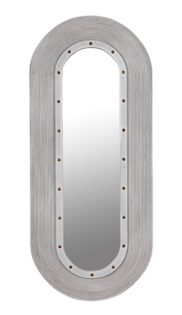 Noir Luna Mirror - Coastal Charm Full-Length Decorative Reflector with Hand-Carved Mahogany Frame GMIR171WH