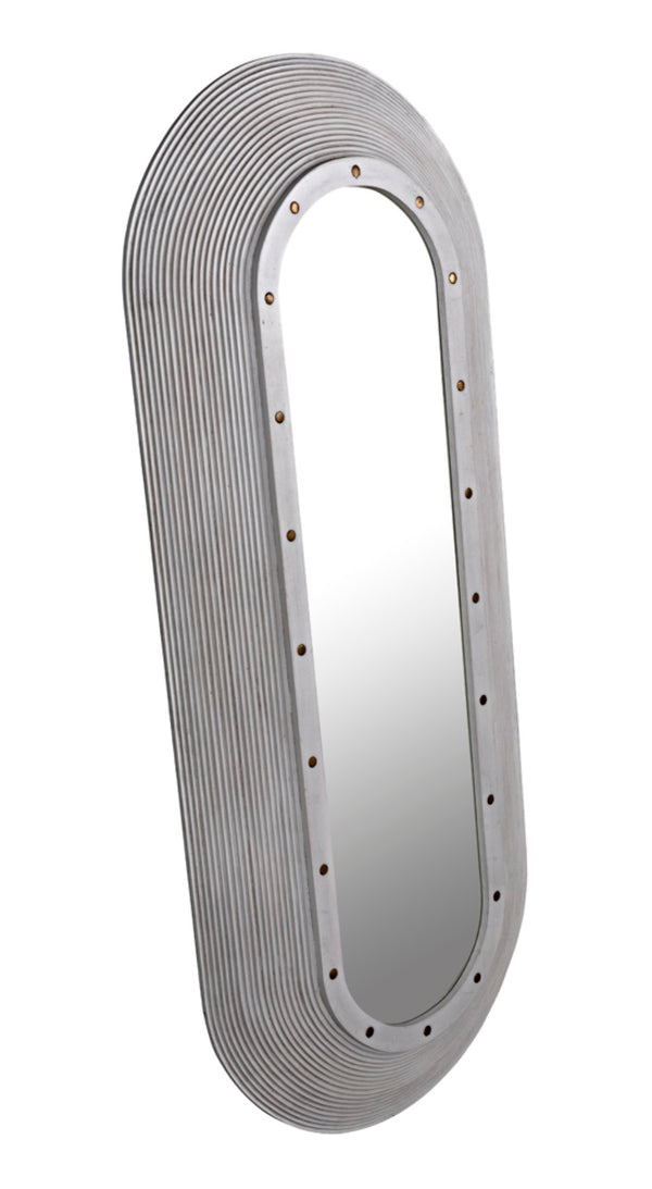 Noir Luna Mirror - Coastal Charm Full-Length Decorative Reflector with Hand-Carved Mahogany Frame GMIR171WH