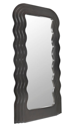 Noir Atticus Mirror, Handcrafted Vintage Charm with Mahogany Frame and Pale Finish for Elegant Spaces GMIR182P