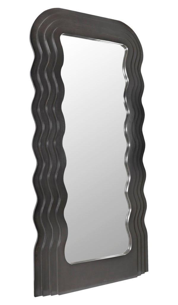 Noir Atticus Mirror, Handcrafted Vintage Charm with Mahogany Frame and Pale Finish for Elegant Spaces GMIR182P