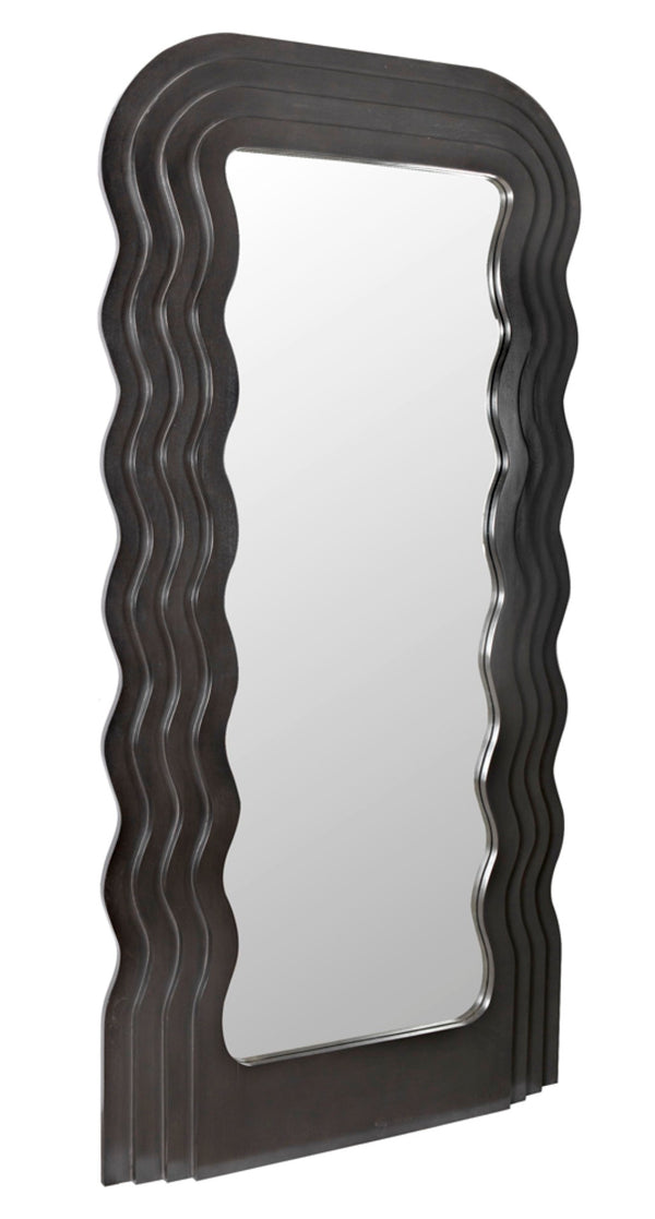 Noir Atticus Mirror, Handcrafted Vintage Charm with Mahogany Frame and Pale Finish for Elegant Spaces GMIR182P