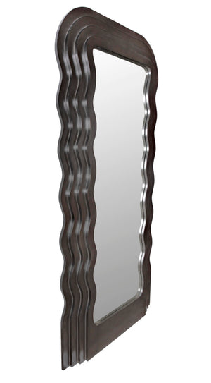 Noir Atticus Mirror, Handcrafted Vintage Charm with Mahogany Frame and Pale Finish for Elegant Spaces GMIR182P