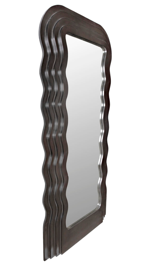Noir Atticus Mirror, Handcrafted Vintage Charm with Mahogany Frame and Pale Finish for Elegant Spaces GMIR182P