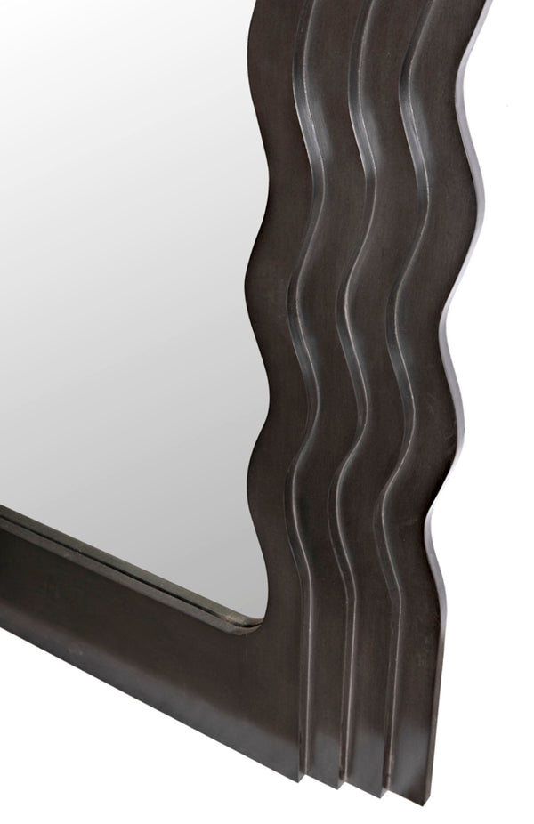 Noir Atticus Mirror, Handcrafted Vintage Charm with Mahogany Frame and Pale Finish for Elegant Spaces GMIR182P