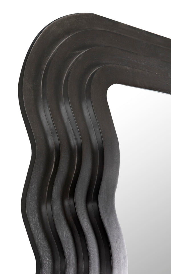 Noir Atticus Mirror, Handcrafted Vintage Charm with Mahogany Frame and Pale Finish for Elegant Spaces GMIR182P