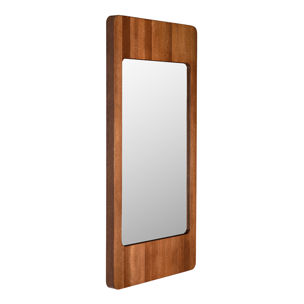 Noir Franklin Solid Wood Framed Wall Mirror Sculptural Accent for Entryways Bedrooms Living Rooms 25W x 2D x 52H GMIR186DW