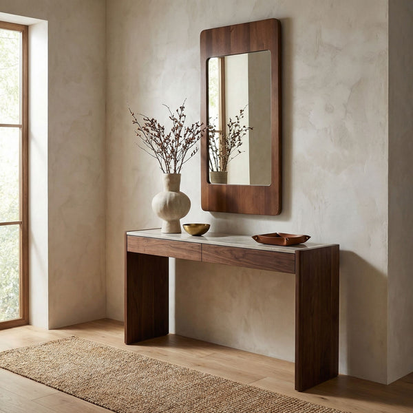 Franklin Solid Wood Framed Wall Mirror Sculptural Accent for Entryways Bedrooms Living Rooms
