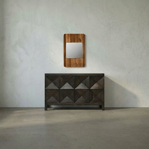 Franklin Solid Wood Framed Wall Mirror Sculptural Accent for Entryways Bedrooms Living Rooms