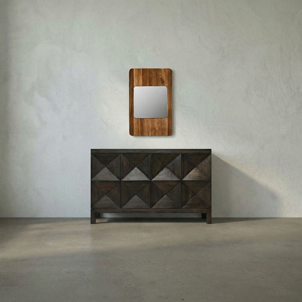 Franklin Solid Wood Framed Wall Mirror Sculptural Accent for Entryways Bedrooms Living Rooms