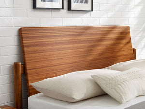 Greenington Monterey Solid Bamboo King Platform Bed with Angled Headboard and Tapered Legs Amber GMT0002AM