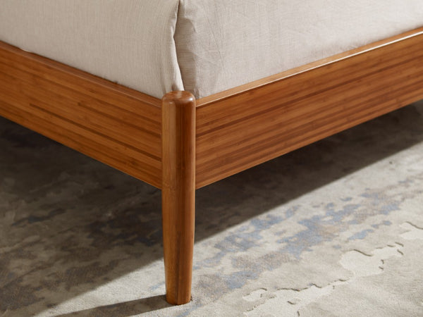 Greenington Monterey Solid Bamboo King Platform Bed with Angled Headboard and Tapered Legs Amber GMT0002AM