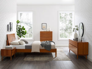 Greenington Monterey Solid Bamboo King Platform Bed with Angled Headboard and Tapered Legs Amber GMT0002AM
