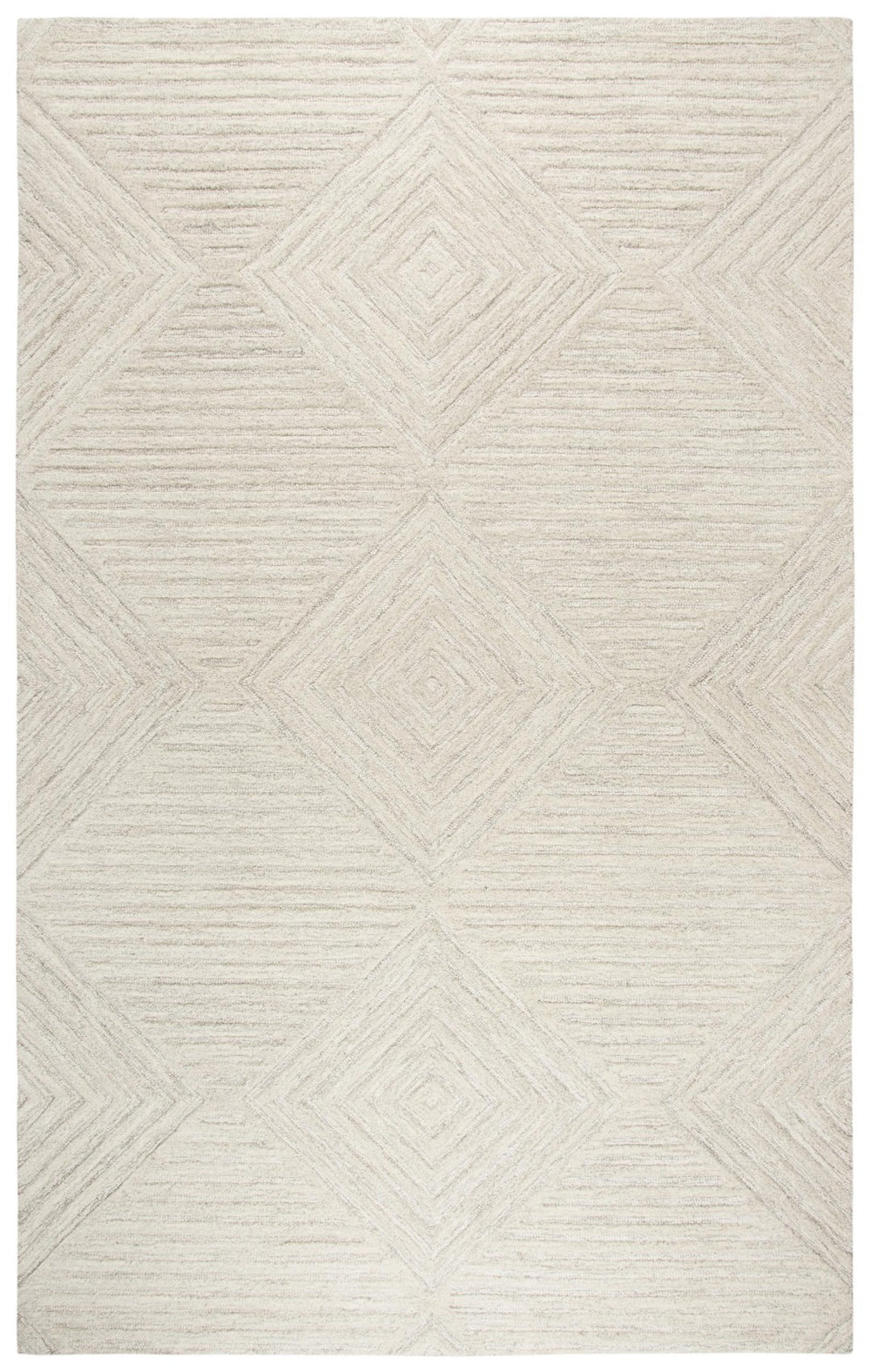Alora Decor Geneva Hand-Tufted 100% Wool Rug In Ecru Ivory — Modern Geometric Texture, Plush Structured Feel 5' x 8' GENGN100600550508
