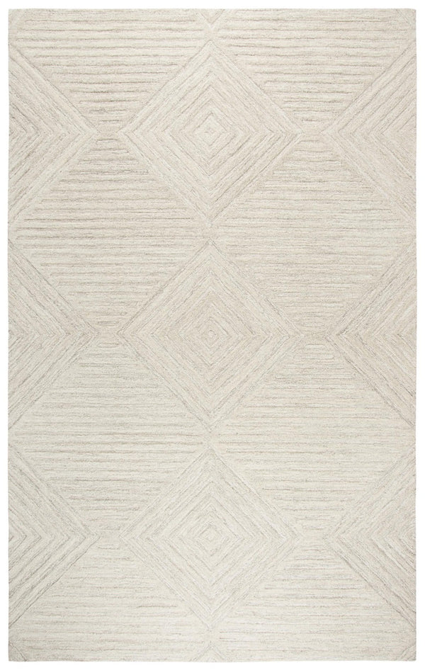 Alora Decor Geneva Hand-Tufted 100% Wool Rug In Ecru Ivory — Modern Geometric Texture, Plush Structured Feel 5' x 8' GENGN100600550508