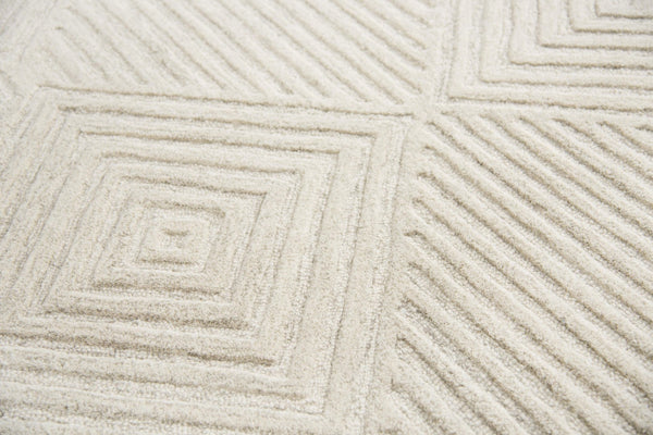Alora Decor Geneva Hand-Tufted 100% Wool Runner In Ecru Ivory — Modern Geometric Texture For Hallways GENGN100600552608