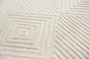 Alora Decor Geneva Hand-Tufted 100% Wool Rug In Ecru Ivory — Modern Geometric Texture, Plush Structured Feel 5' x 8' GENGN100600550508