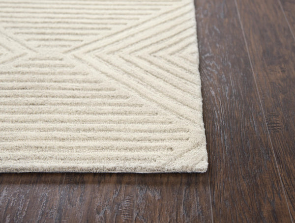 Alora Decor Geneva Hand-Tufted 100% Wool Rug In Ecru Ivory — Modern Geometric Texture, Plush Structured Feel 5' x 8' GENGN100600550508