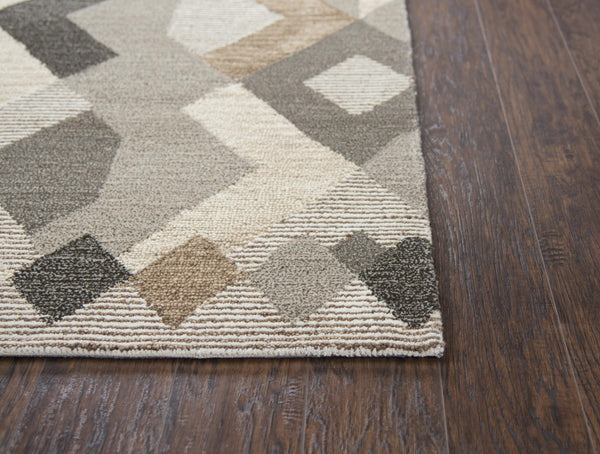 Alora Decor Geneva Hand-Tufted 100% Wool Runner 2'6"X8' Modern Geometric Striped Neutral Ivory Beige Brown Gray GENGN100855122608