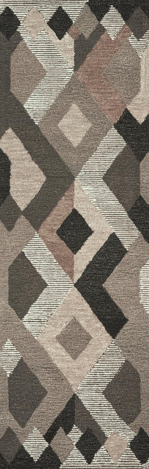 Alora Decor Geneva Hand-Tufted 100% Wool Runner 2'6"X8' Modern Geometric Striped Neutral Ivory Beige Brown Gray GENGN100855122608