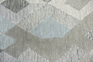 Alora Decor Geneva Hand-Tufted 100% Wool Runner With Modern Geometric Pattern, Blue-Gray Palette, 2'6"X8' GENGN1009DR332608