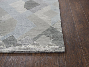 Alora Decor Geneva Hand-Tufted 100% Wool Runner With Modern Geometric Pattern, Blue-Gray Palette, 2'6"X8' GENGN1009DR332608