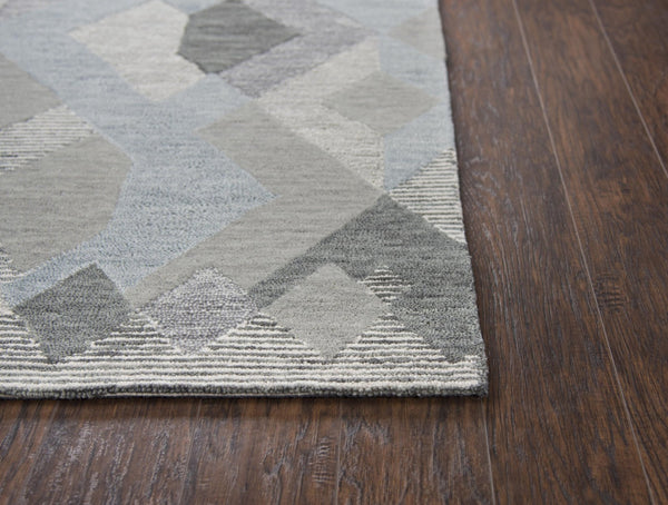 Alora Decor Geneva Hand-Tufted 100% Wool Runner With Modern Geometric Pattern, Blue-Gray Palette, 2'6"X8' GENGN1009DR332608
